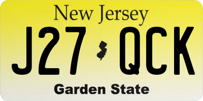 NJ license plate J27QCK
