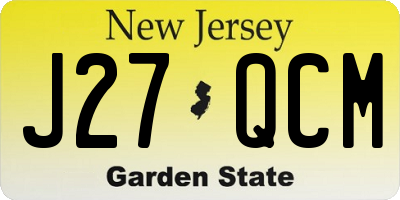 NJ license plate J27QCM