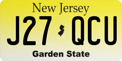 NJ license plate J27QCU