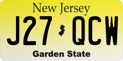 NJ license plate J27QCW