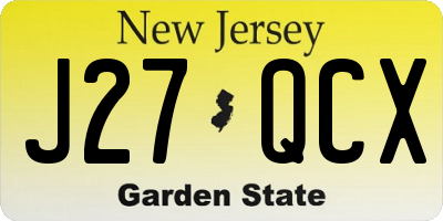NJ license plate J27QCX