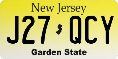 NJ license plate J27QCY