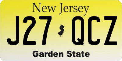 NJ license plate J27QCZ
