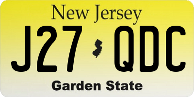 NJ license plate J27QDC