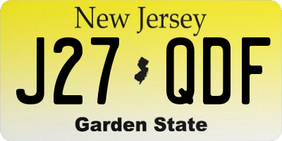 NJ license plate J27QDF
