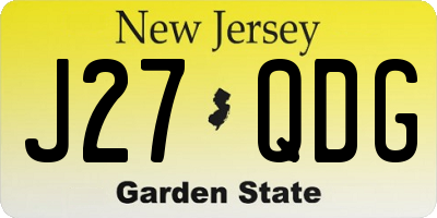 NJ license plate J27QDG