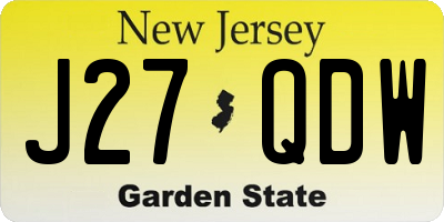 NJ license plate J27QDW