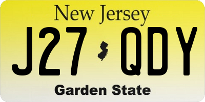 NJ license plate J27QDY