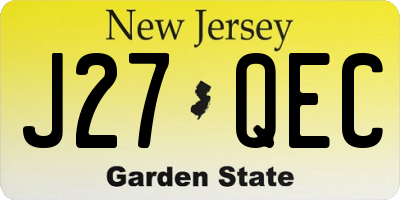 NJ license plate J27QEC