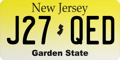 NJ license plate J27QED