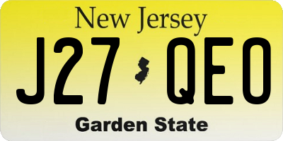 NJ license plate J27QEO