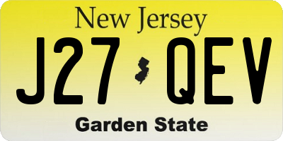 NJ license plate J27QEV