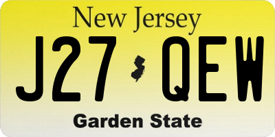 NJ license plate J27QEW