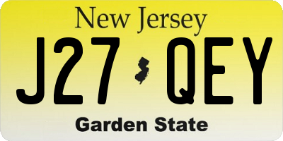 NJ license plate J27QEY