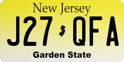 NJ license plate J27QFA