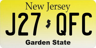 NJ license plate J27QFC