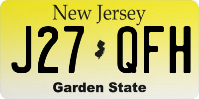 NJ license plate J27QFH