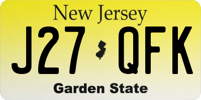 NJ license plate J27QFK