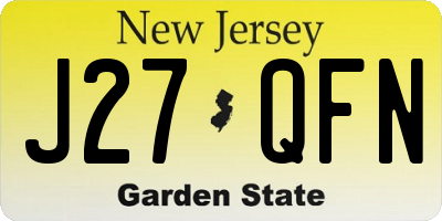 NJ license plate J27QFN