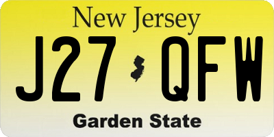NJ license plate J27QFW