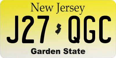 NJ license plate J27QGC