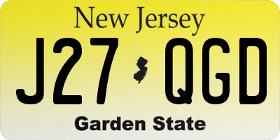 NJ license plate J27QGD
