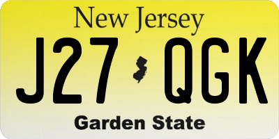 NJ license plate J27QGK