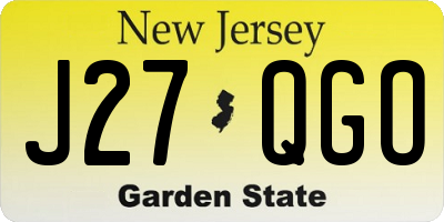 NJ license plate J27QGO