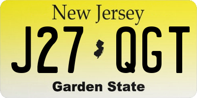NJ license plate J27QGT