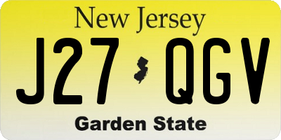 NJ license plate J27QGV