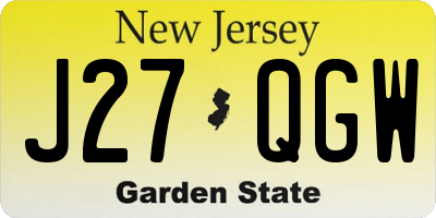 NJ license plate J27QGW