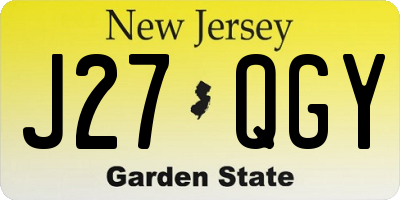 NJ license plate J27QGY