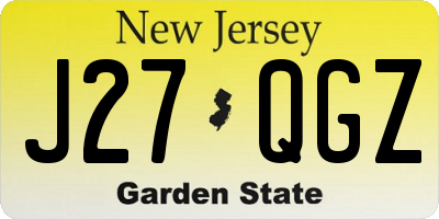 NJ license plate J27QGZ