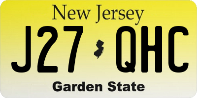 NJ license plate J27QHC