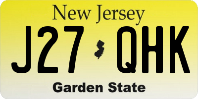 NJ license plate J27QHK