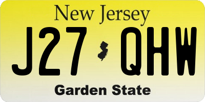 NJ license plate J27QHW