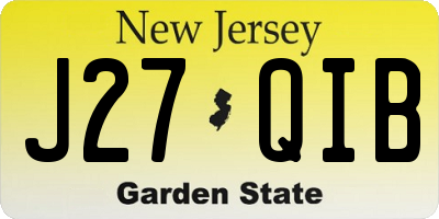 NJ license plate J27QIB