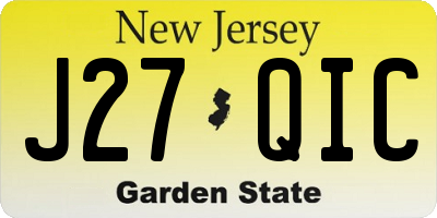 NJ license plate J27QIC