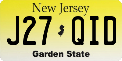 NJ license plate J27QID