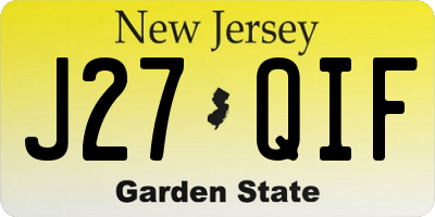 NJ license plate J27QIF