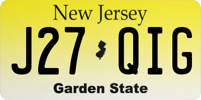 NJ license plate J27QIG
