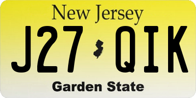 NJ license plate J27QIK