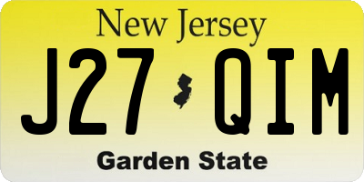NJ license plate J27QIM