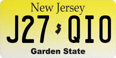 NJ license plate J27QIO