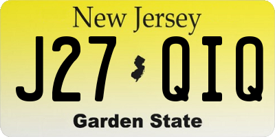 NJ license plate J27QIQ