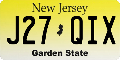 NJ license plate J27QIX