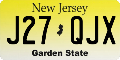 NJ license plate J27QJX
