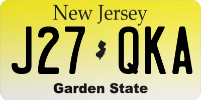 NJ license plate J27QKA