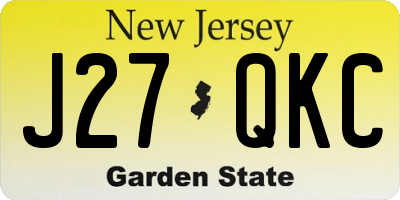 NJ license plate J27QKC