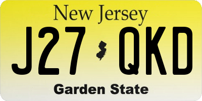 NJ license plate J27QKD